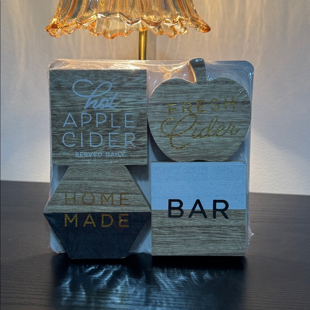 Wooden Apple Cider and Bar Decor Set